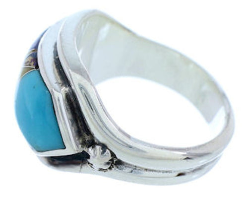 Southwest Multicolor Inlay Silver Jewelry Ring Size 5-1/2 YS72339